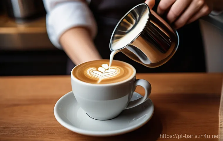 바리스타 자격증 취득 비용 - **"A vibrant and bustling scene inside a modern barista training school. A diverse group of adult st...