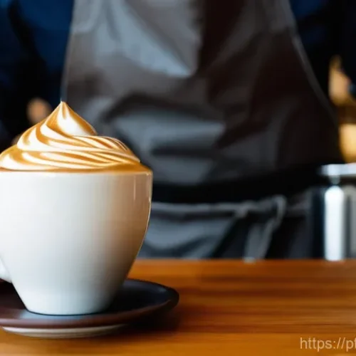 바리스타 자격증 초보자를 위한 팁 - The Art of Latte Art in a Modern Cafe**
    "A close-up, high-definition shot of a skilled barista, ...
