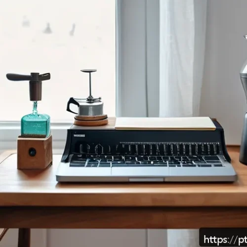 바리스타 시험 전날 체크리스트 - A cozy, well-organized study space for a Portuguese-speaking barista preparing for an exam, featurin...